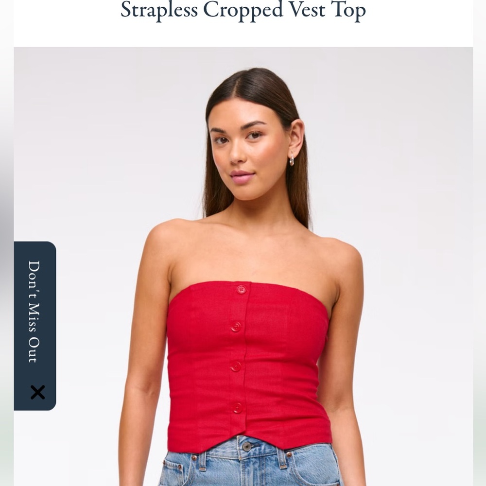 Abercrombie & Fitch Red Button-Up Strapless Crop Top